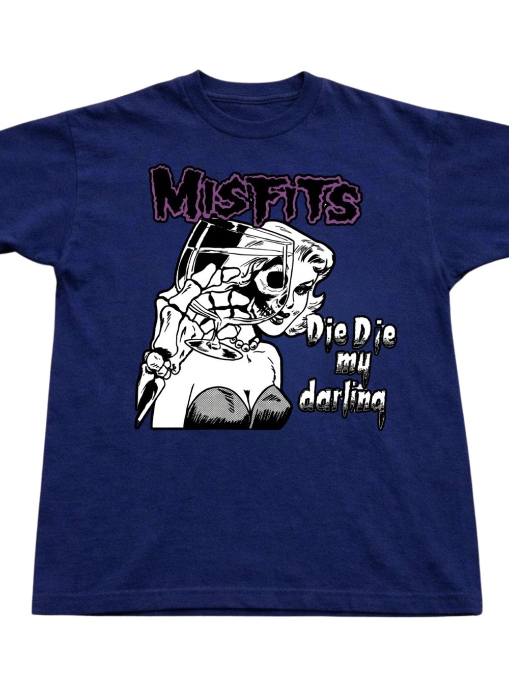Gildan Navy Misfits Graphic Tee with White & Purple Accent, Gift For Her,For Him